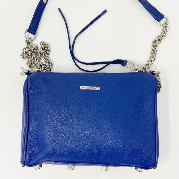 REBECCA MINKOFF | Blue Studded Zip Leather Crossbody Bag - Picture 6 of 15